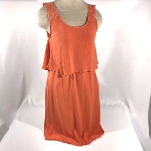 Two Tiered Tank Dress Coral / Rust Colored Small